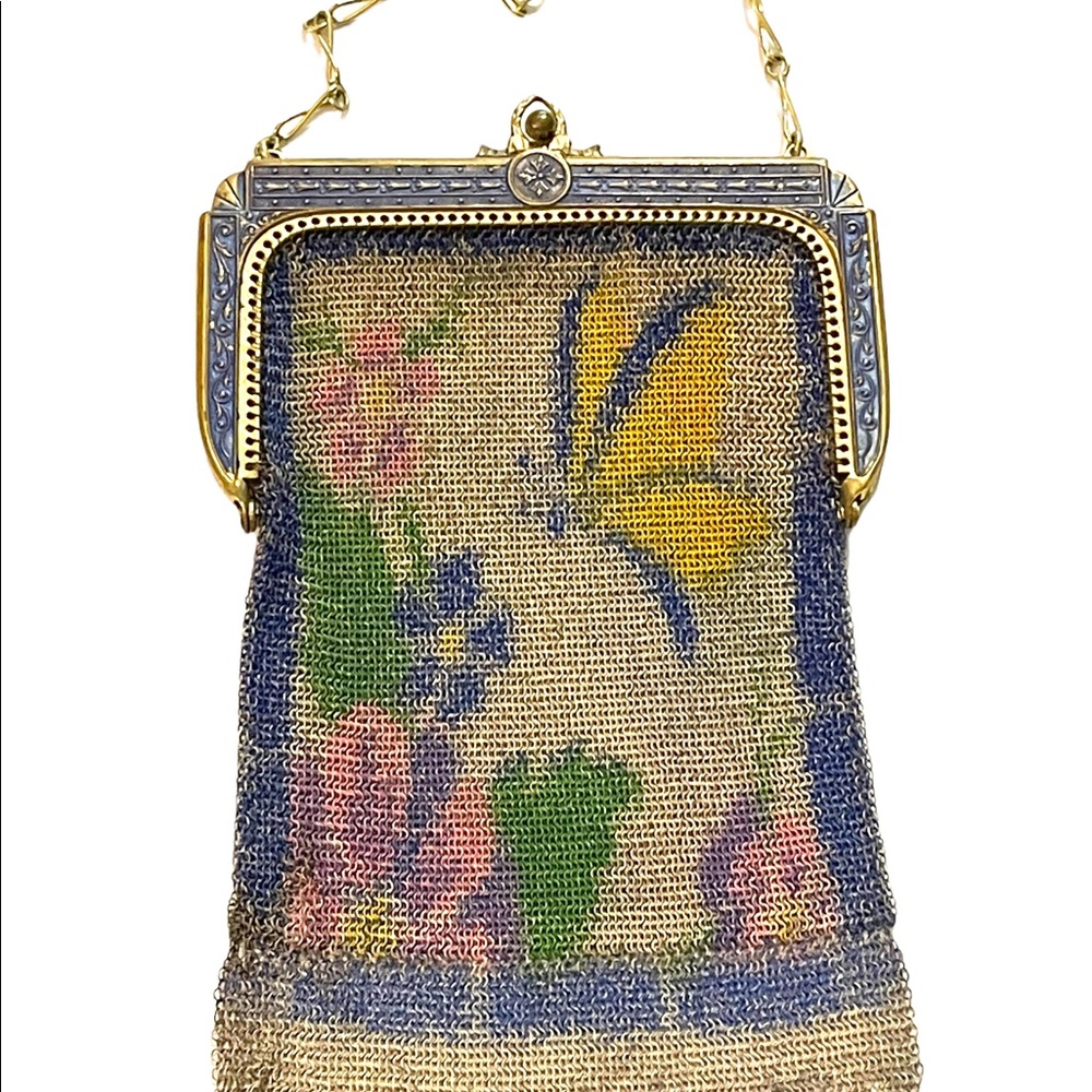 Antique 1900  early ornate metal mesh Butterfly purse Art Deco Whiting Davis - Picture 5 of 12